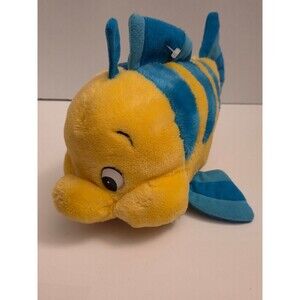 Vtg Disneyland Walt Disney World Flounder Little Mermaid Plush 14”x10”